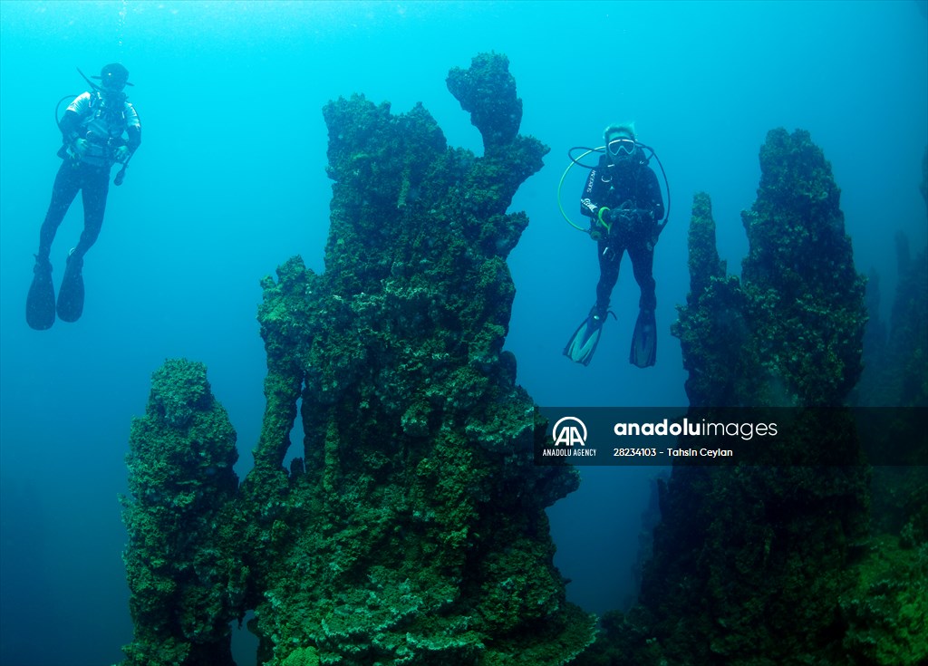 Underwater fairy chimneys of Turkiye's Lake Van