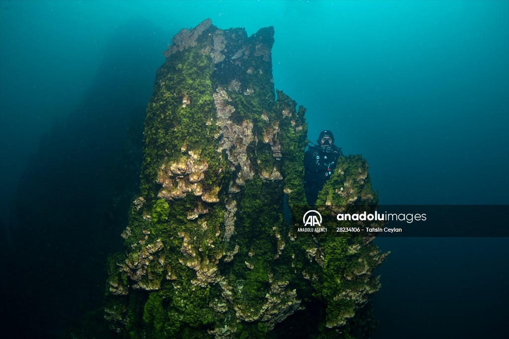 Underwater fairy chimneys of Turkiye's Lake Van