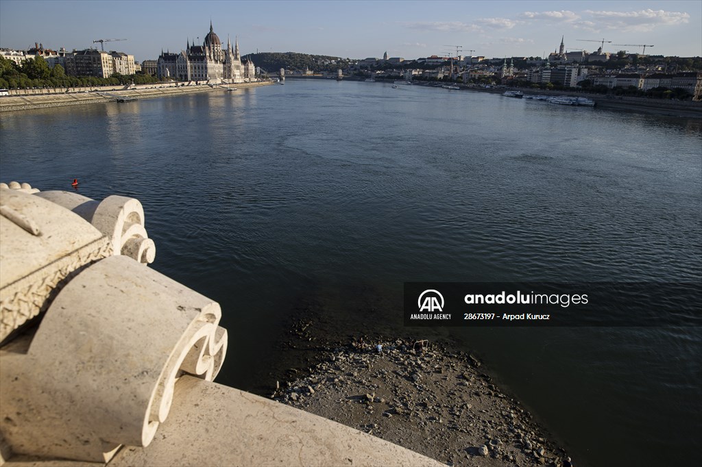 Low water level of River Danube in Hungary