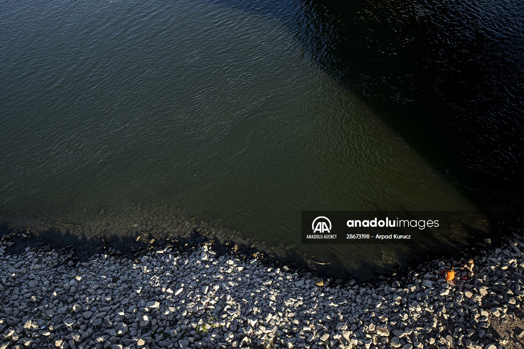Low water level of River Danube in Hungary