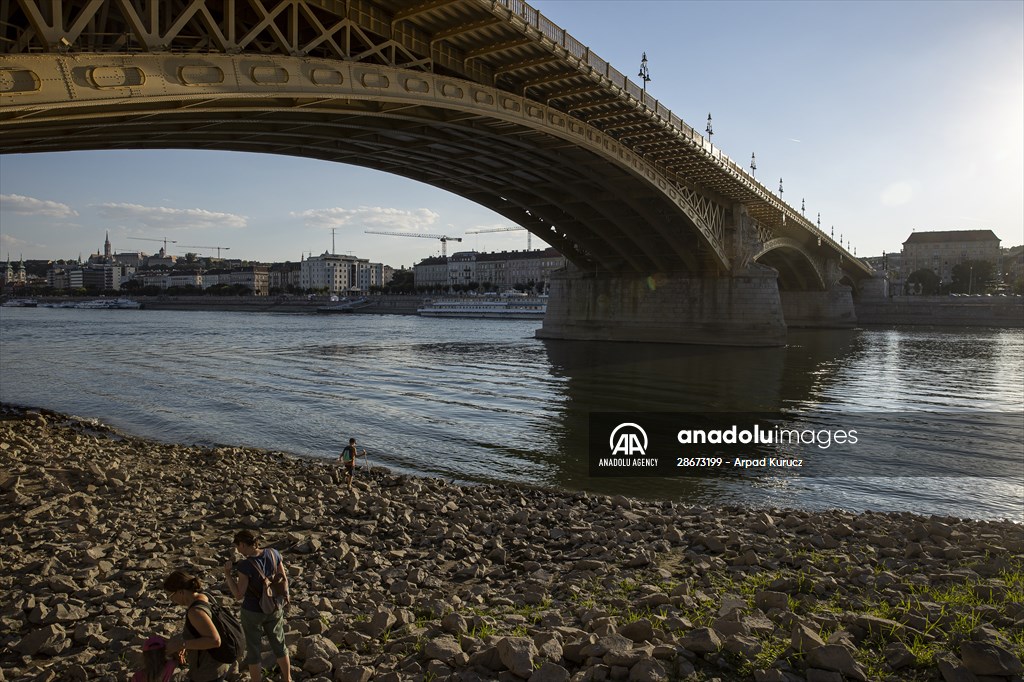 Low water level of River Danube in Hungary