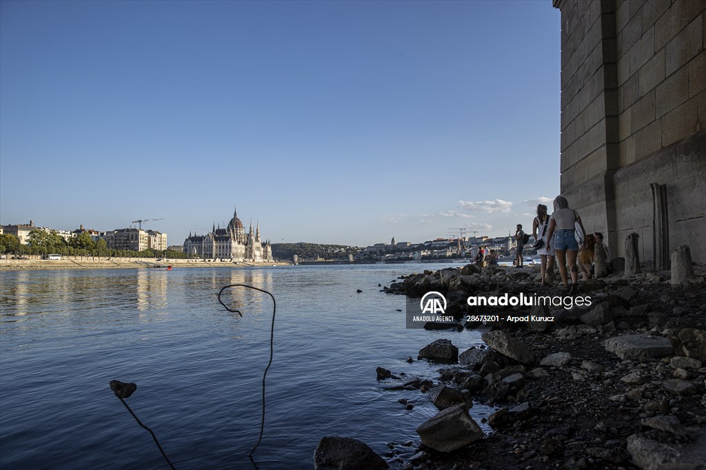 Low water level of River Danube in Hungary Anadolu Images