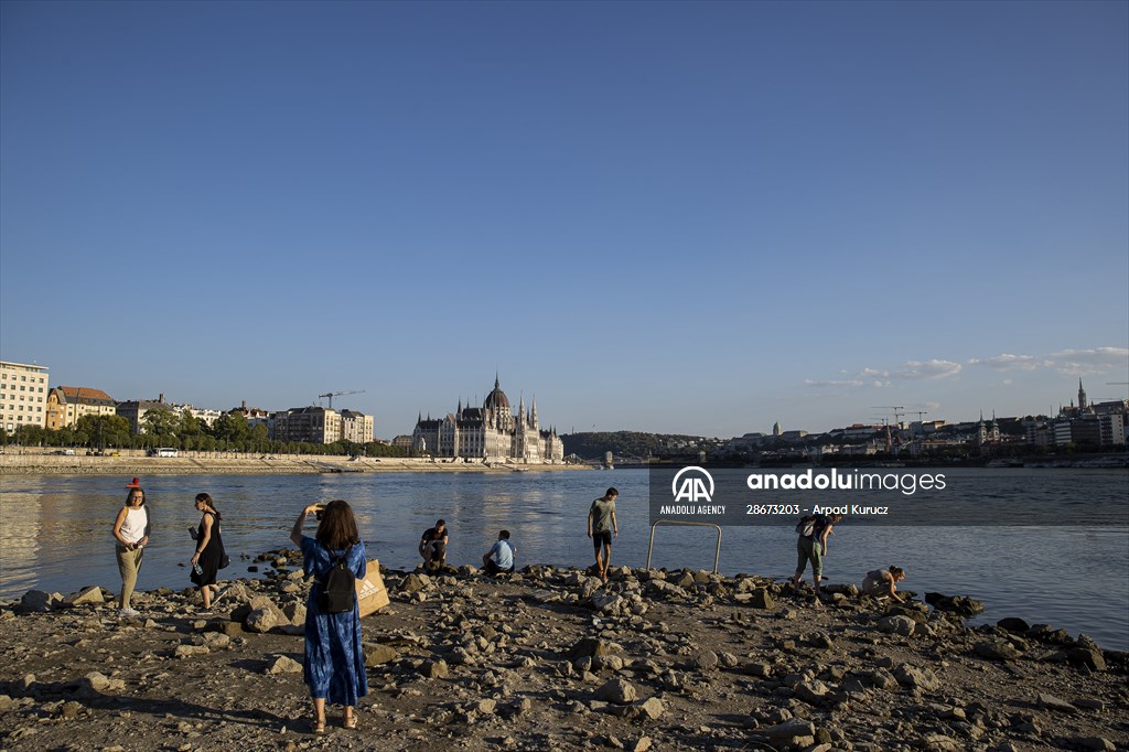 Low water level of River Danube in Hungary