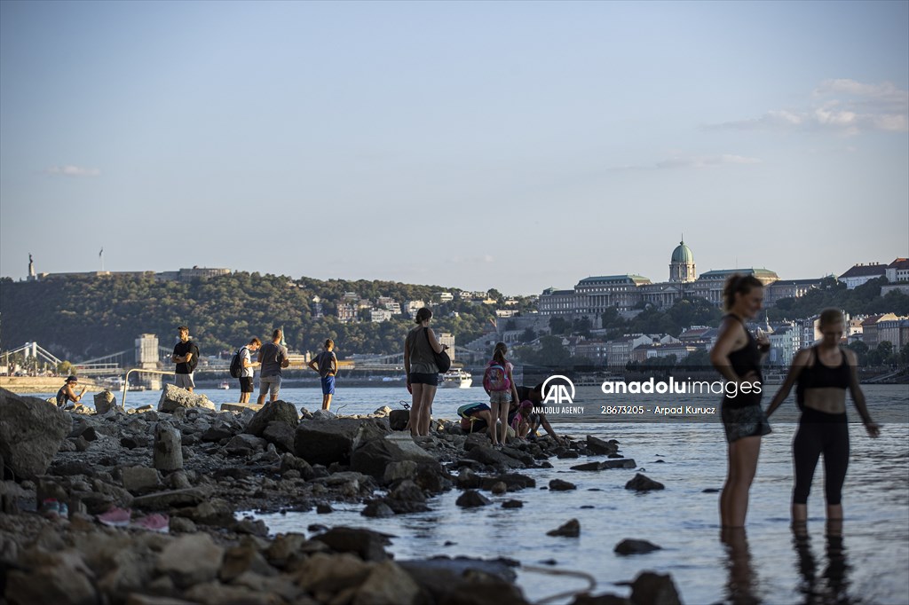 Low water level of River Danube in Hungary