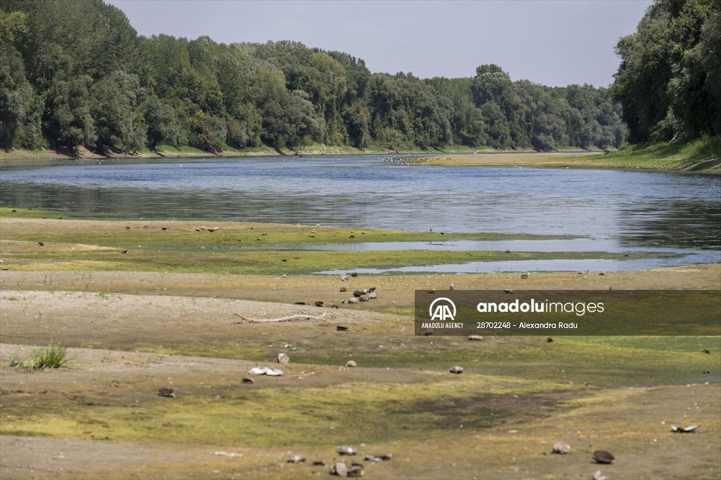 Low water level at Danube River in Romania