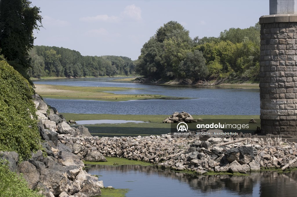 Low water level at Danube River in Romania