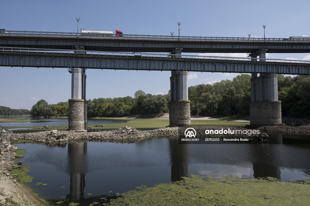 Low water level at Danube River in Romania