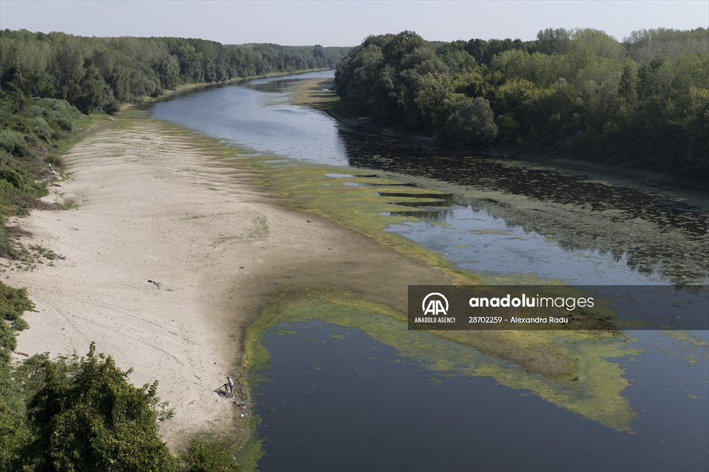 Low water level at Danube River in Romania