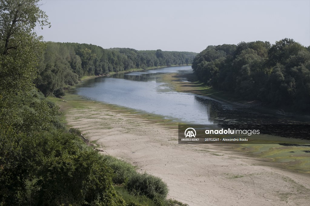 Low water level at Danube River in Romania