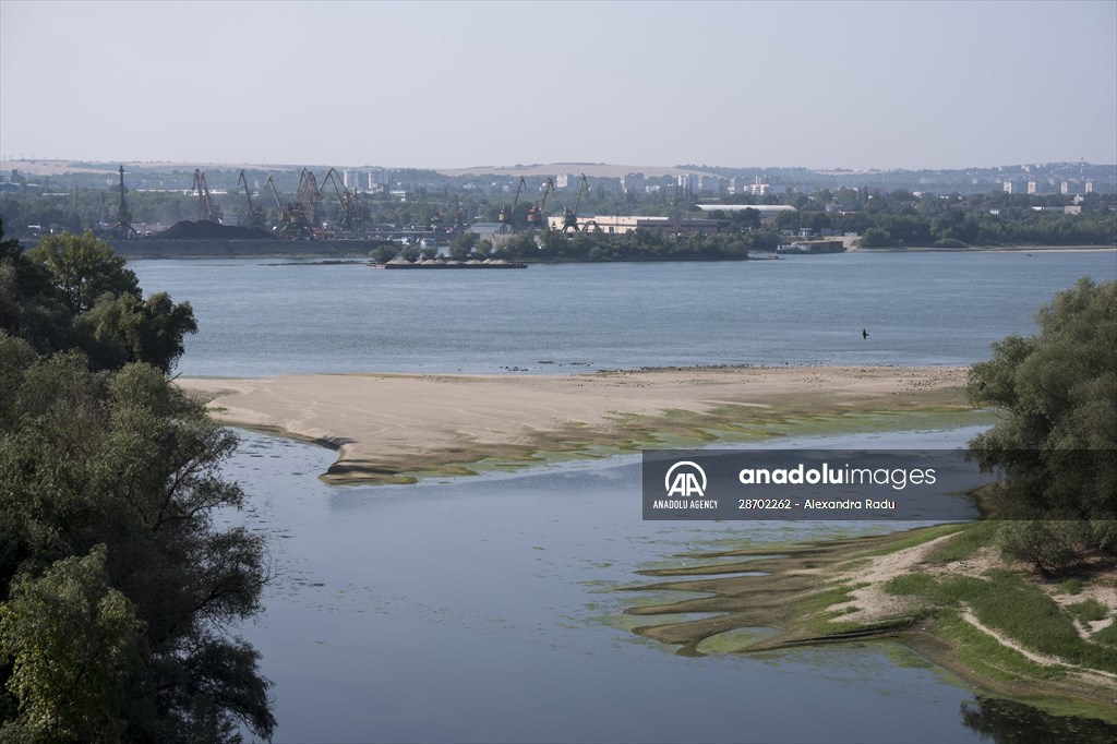 Low water level at Danube River in Romania