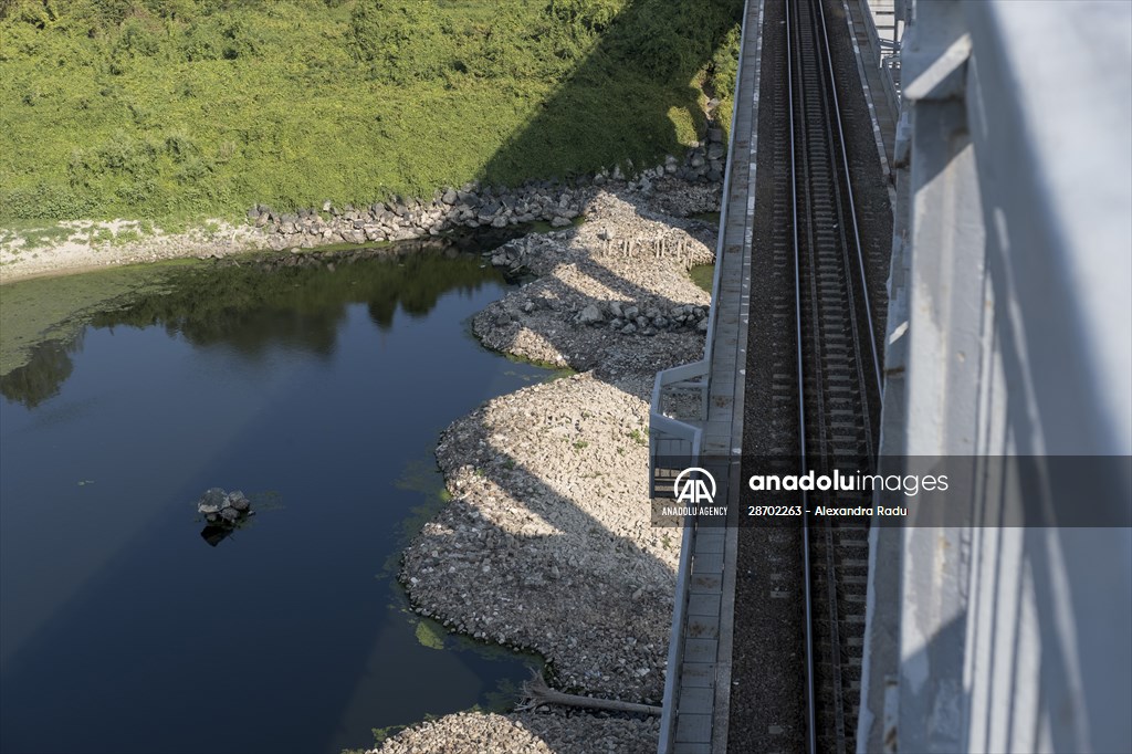 Low water level at Danube River in Romania