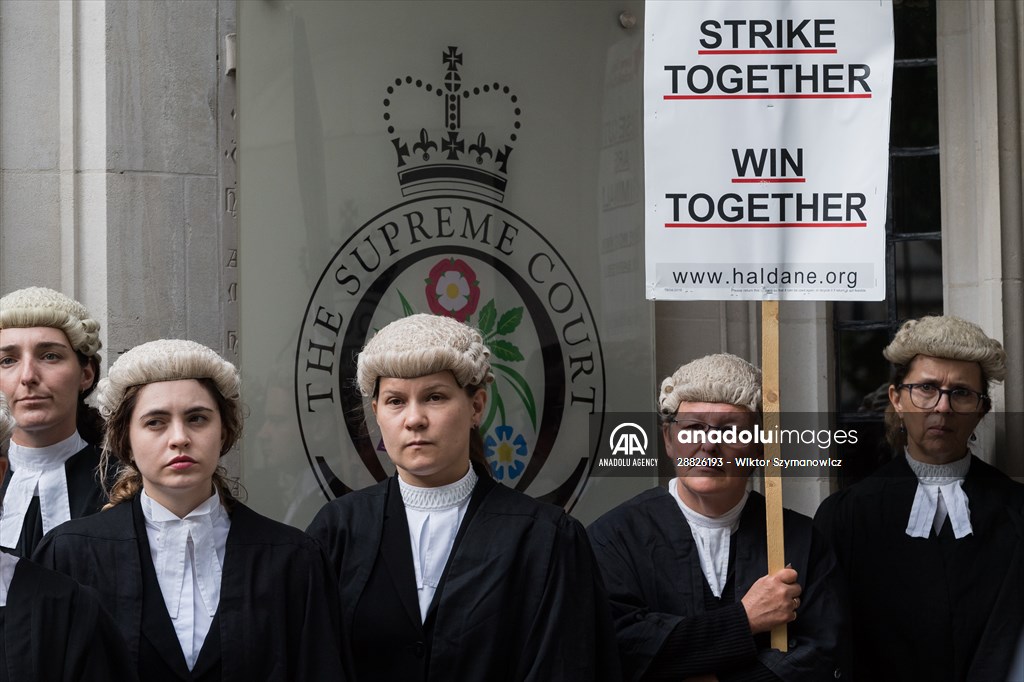 Criminal Barristers Rally Outside the Supreme Court in London