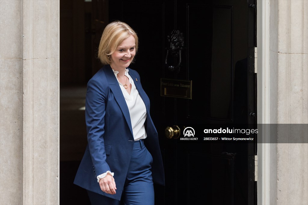 Liz Truss departs Downing Street for her first PMQs in London