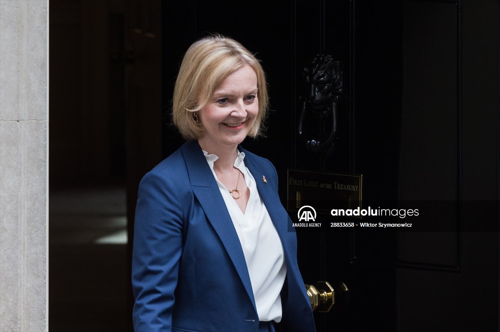 Liz Truss departs Downing Street for her first PMQs in London