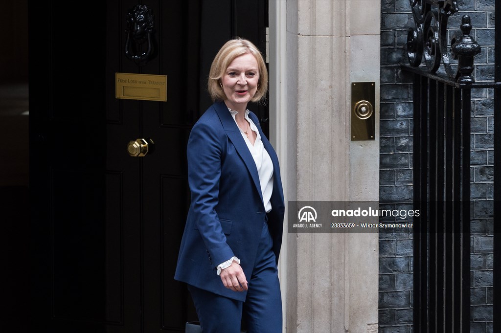 Liz Truss departs Downing Street for her first PMQs in London