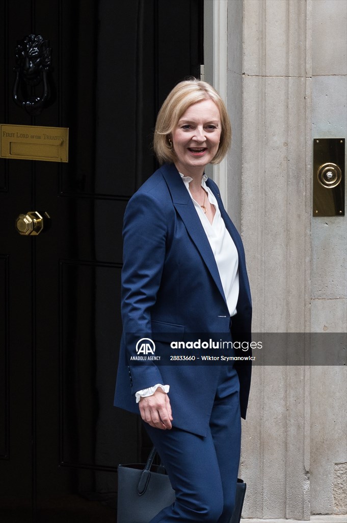 Liz Truss departs Downing Street for her first PMQs in London