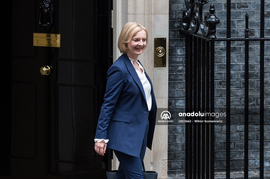 Liz Truss departs Downing Street for her first PMQs in London