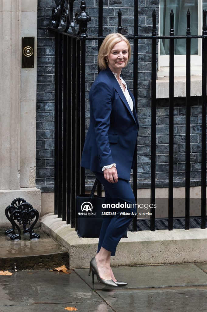 Liz Truss departs Downing Street for her first PMQs in London