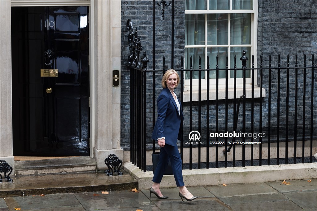 Liz Truss departs Downing Street for her first PMQs in London