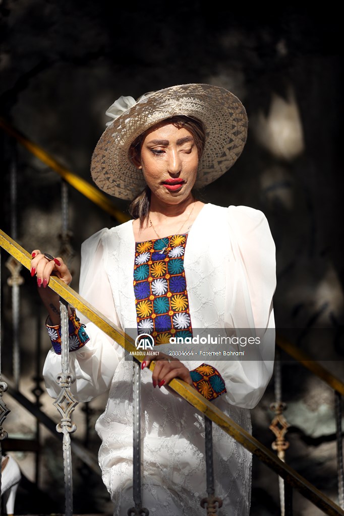 Acid attack victims model for Iranian fashion designer