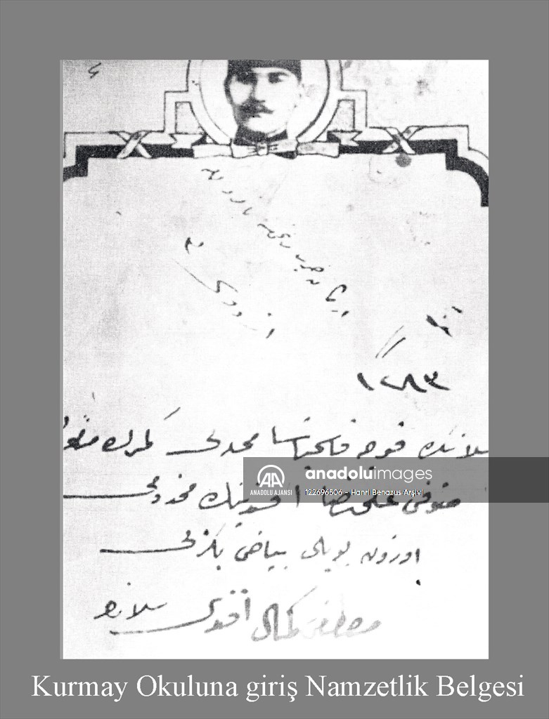 Atatürk'ün, Kurmay Okuluna giriş namzetlik belgesi