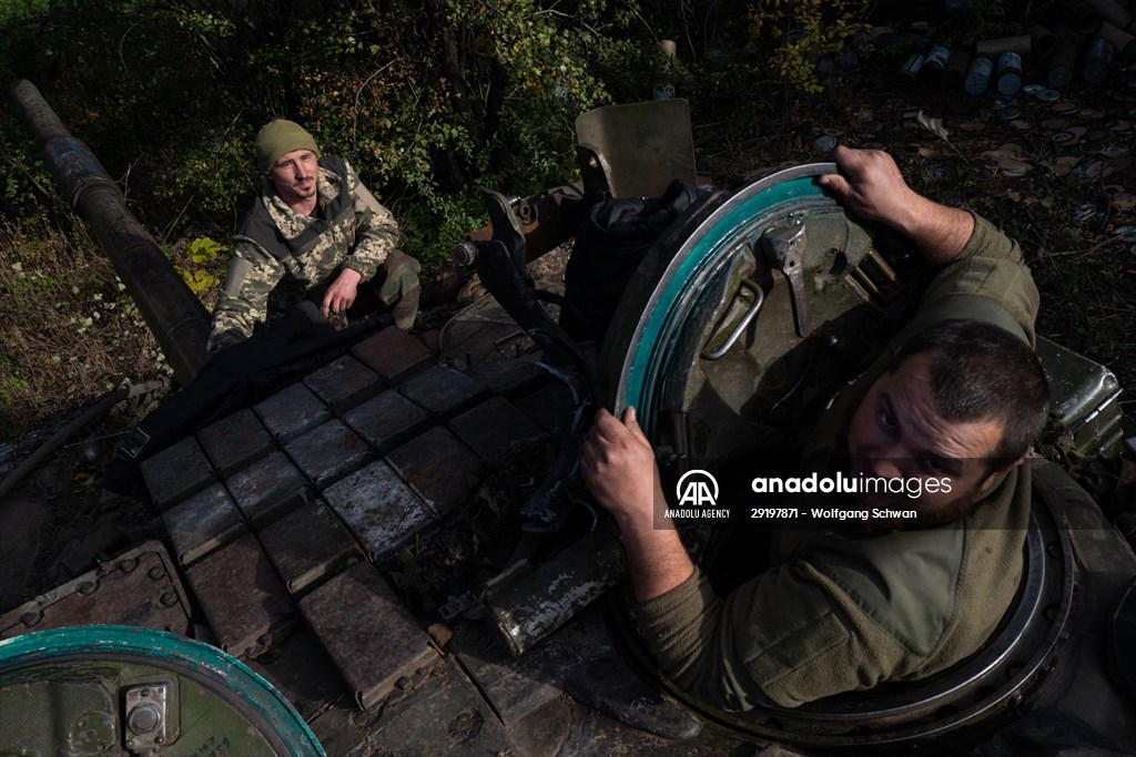 Ukrainian tank crew on the frontline in Bakhmut