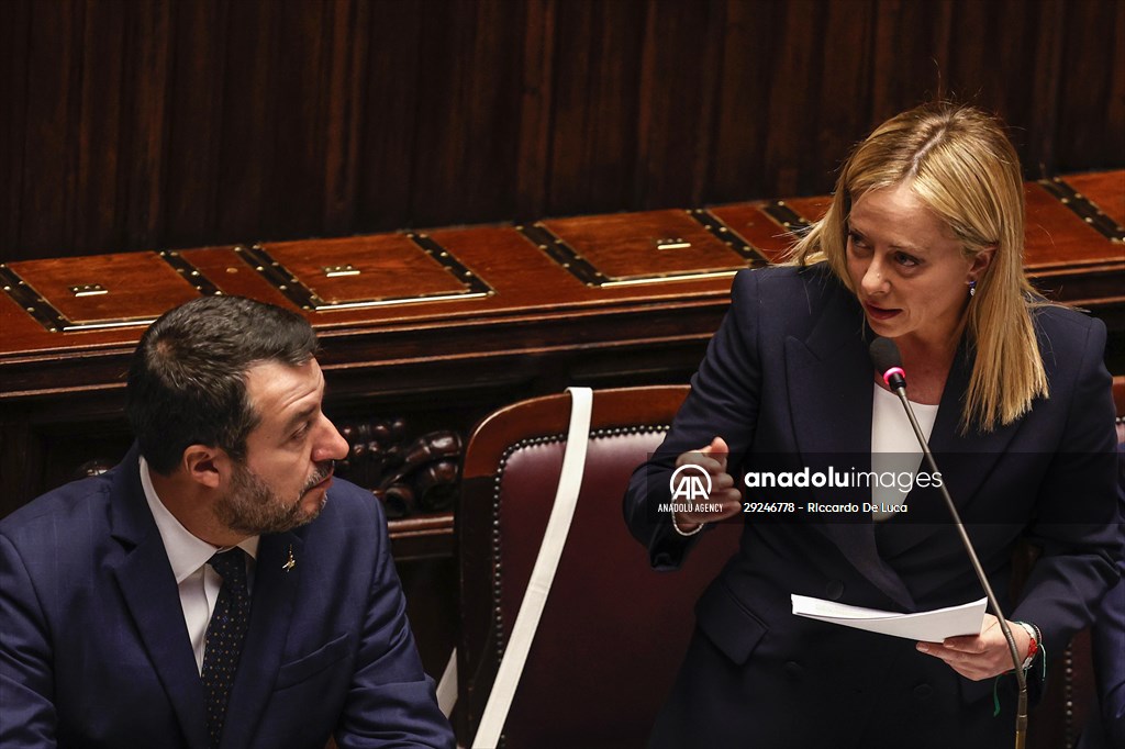 New Italian Premier Giorgia Meloni at the Chamber of Deputies for confidence vote