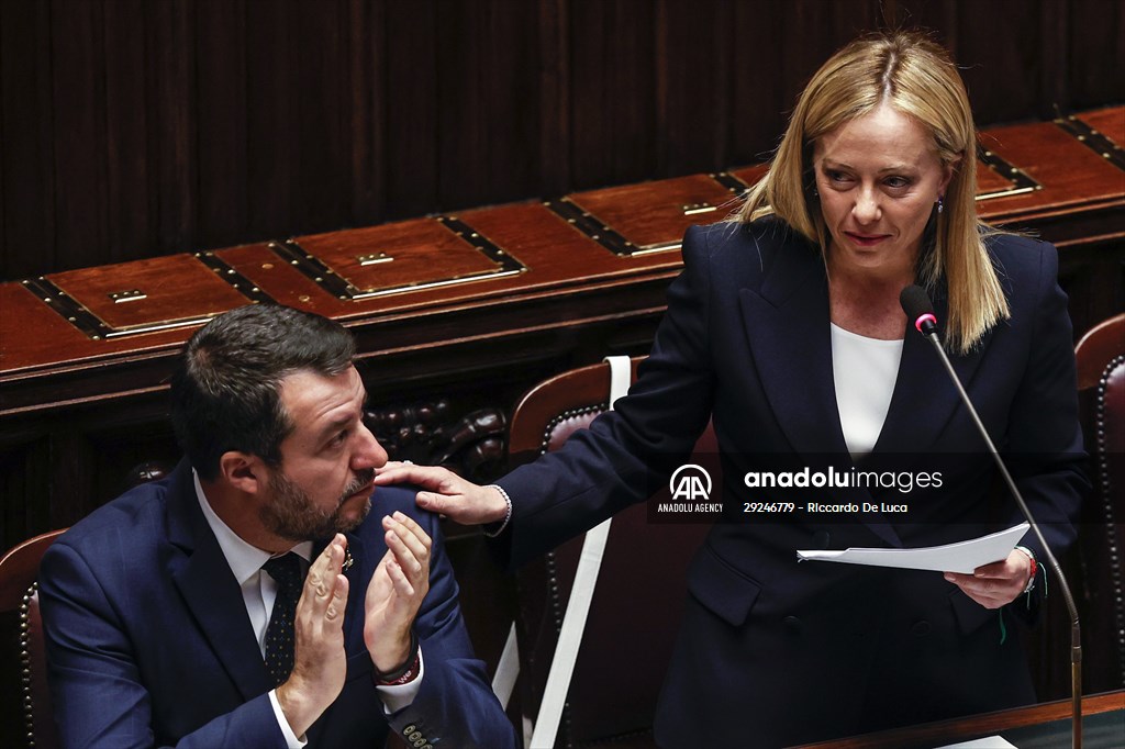 New Italian Premier Giorgia Meloni at the Chamber of Deputies for confidence vote