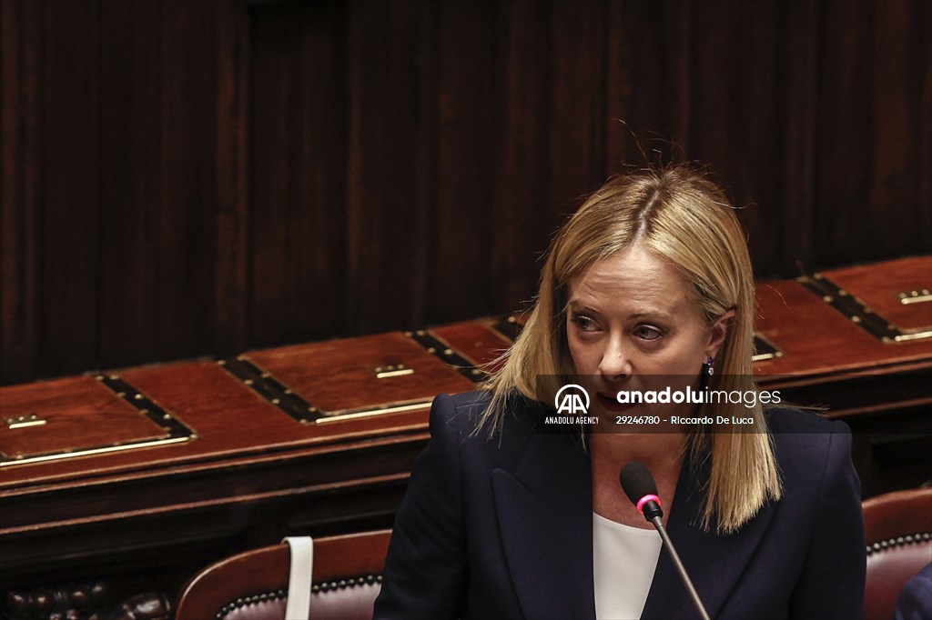 New Italian Premier Giorgia Meloni at the Chamber of Deputies for confidence vote