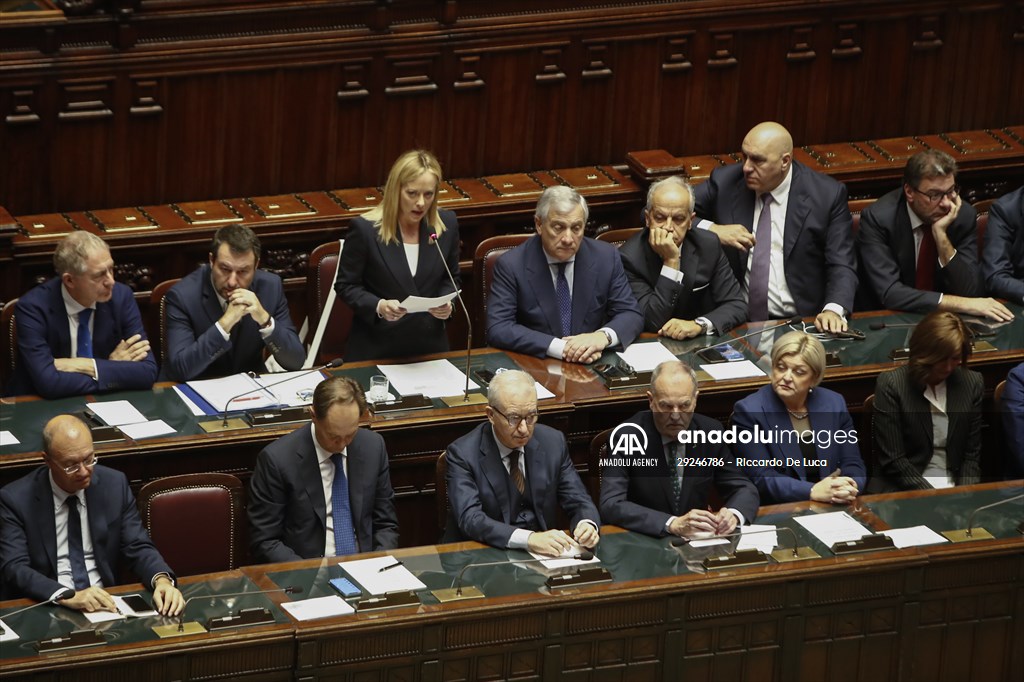 New Italian Premier Giorgia Meloni at the Chamber of Deputies for confidence vote