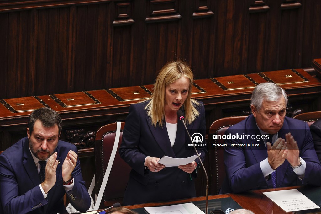 New Italian Premier Giorgia Meloni at the Chamber of Deputies for confidence vote