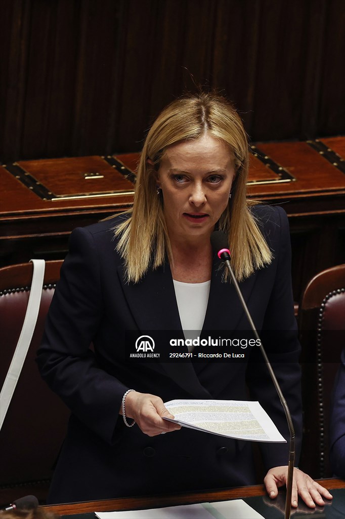 New Italian Premier Giorgia Meloni at the Chamber of Deputies for confidence vote