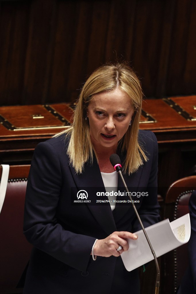 New Italian Premier Giorgia Meloni at the Chamber of Deputies for confidence vote