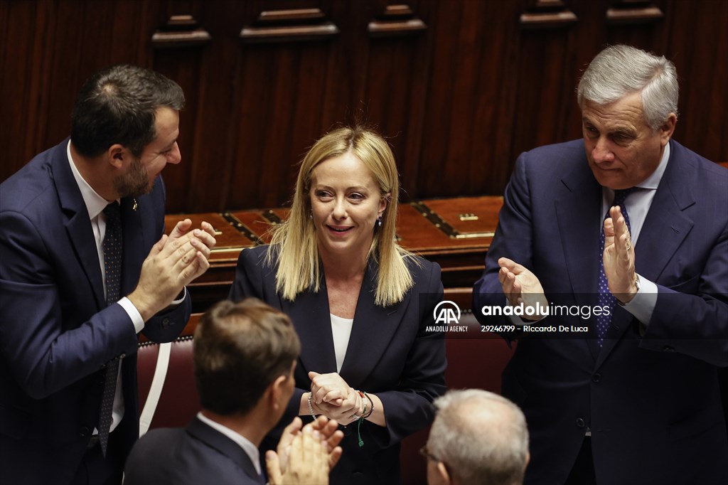 New Italian Premier Giorgia Meloni at the Chamber of Deputies for confidence vote