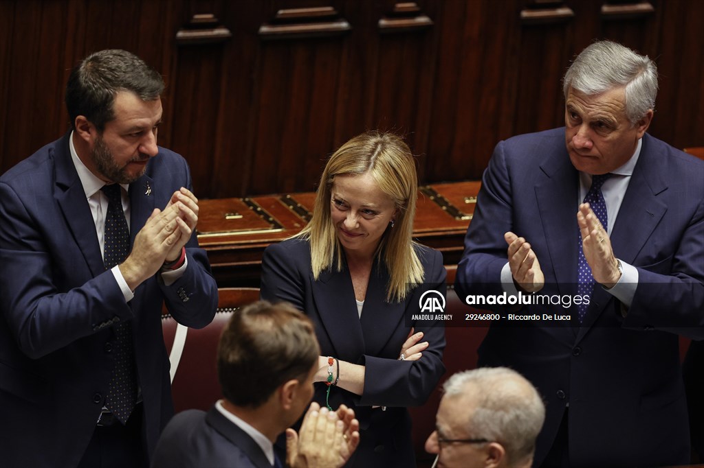 New Italian Premier Giorgia Meloni at the Chamber of Deputies for confidence vote