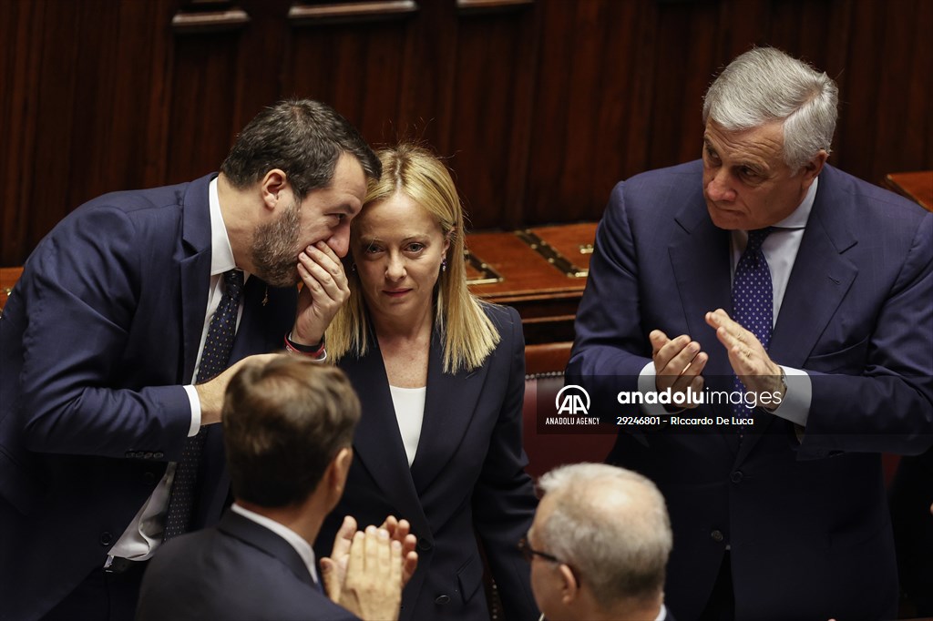 New Italian Premier Giorgia Meloni at the Chamber of Deputies for confidence vote