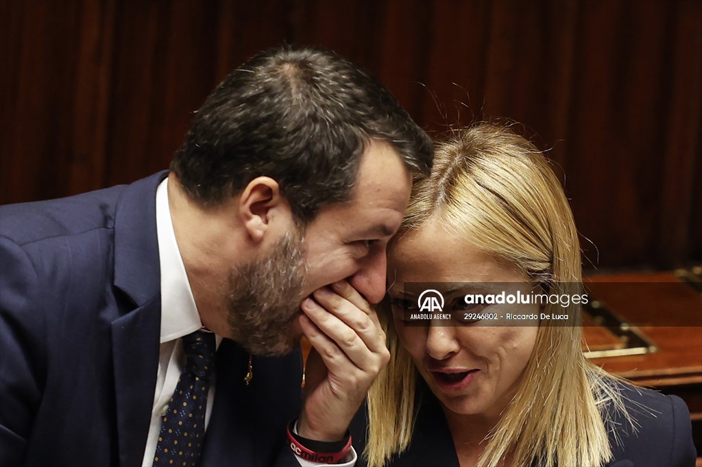 New Italian Premier Giorgia Meloni at the Chamber of Deputies for confidence vote