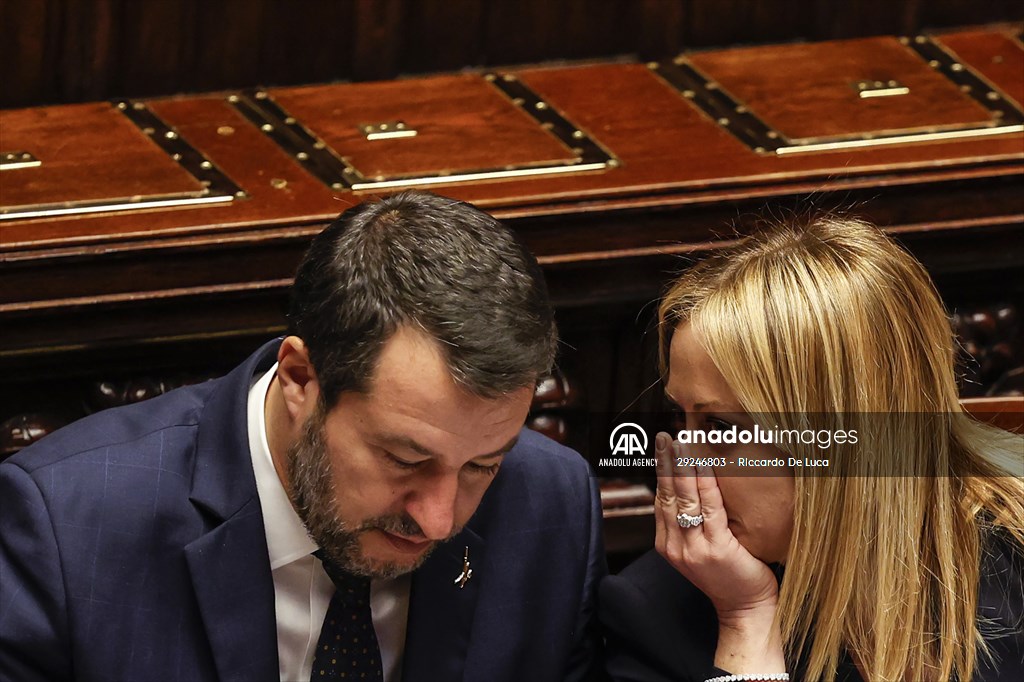 New Italian Premier Giorgia Meloni at the Chamber of Deputies for confidence vote