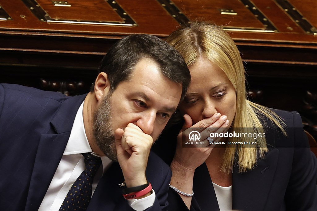 New Italian Premier Giorgia Meloni at the Chamber of Deputies for confidence vote