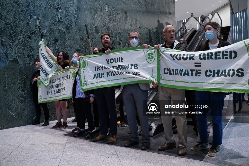 Climate activists storm BlackRock HQ in New York City