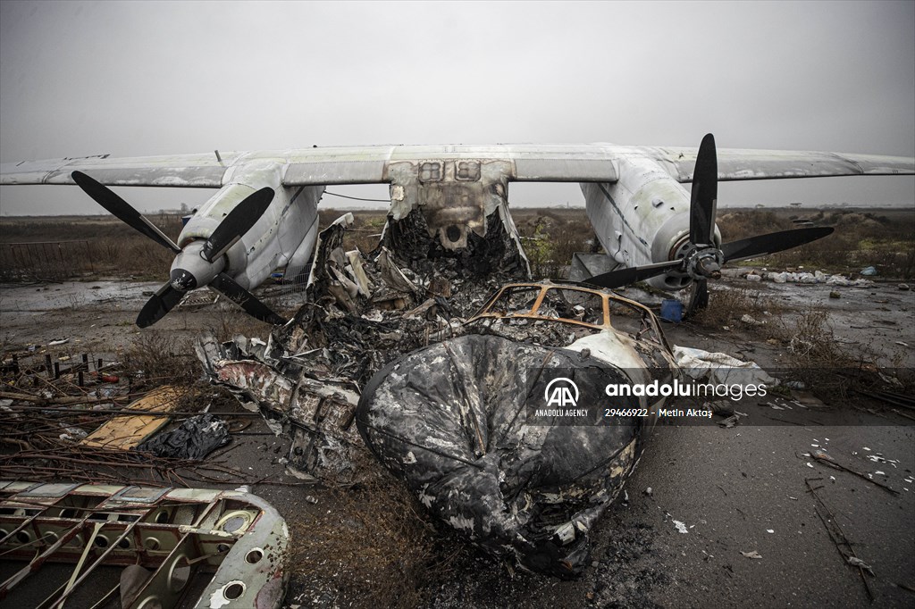 The Kherson International Airport became a "graveyard of military vehicles" after Russian retreat