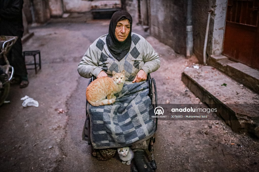 Syrian woman takes care of her cats despite difficult conditions in Idlib