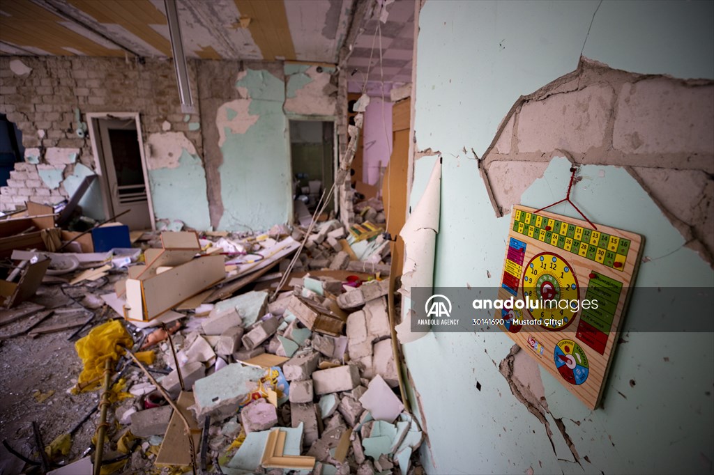 Toys left behind by Ukrainian children war-torn city of Kharkiv