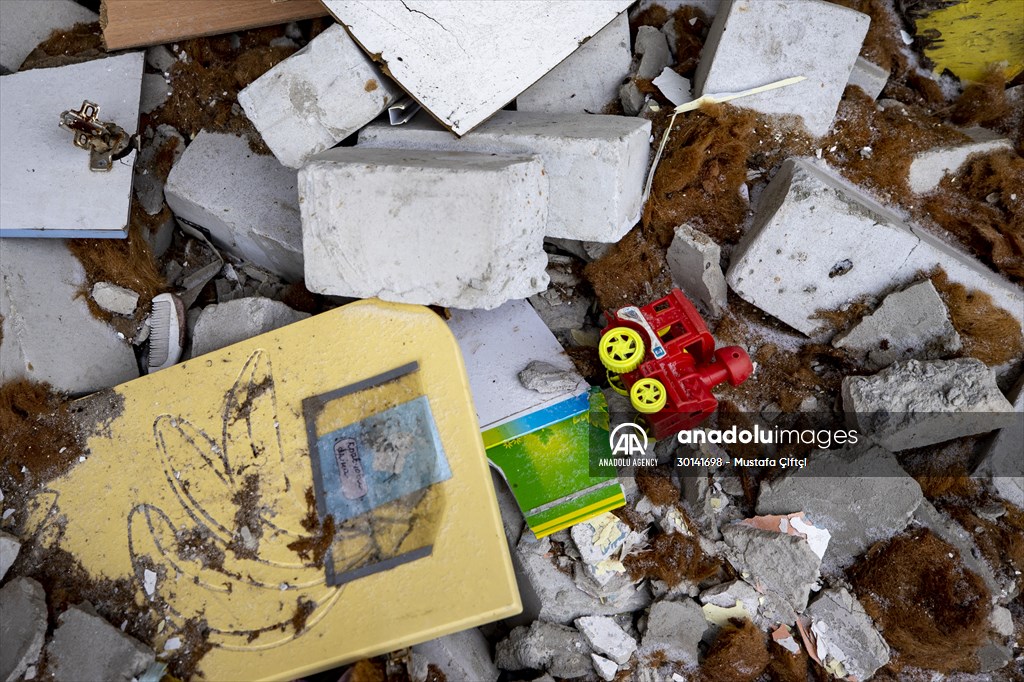 Toys left behind by Ukrainian children war-torn city of Kharkiv
