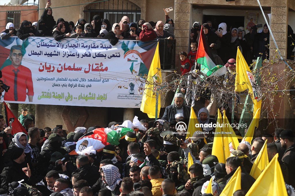 Batı Şeria'da Yahudi yerleşimci tarafından öldürülen Filistinlinin cenaze töreni