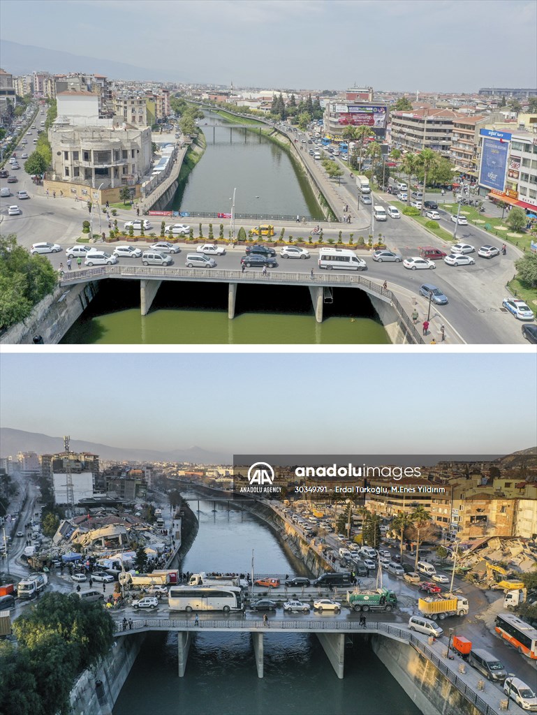 Images before and after the quake reveal extent of the devastation