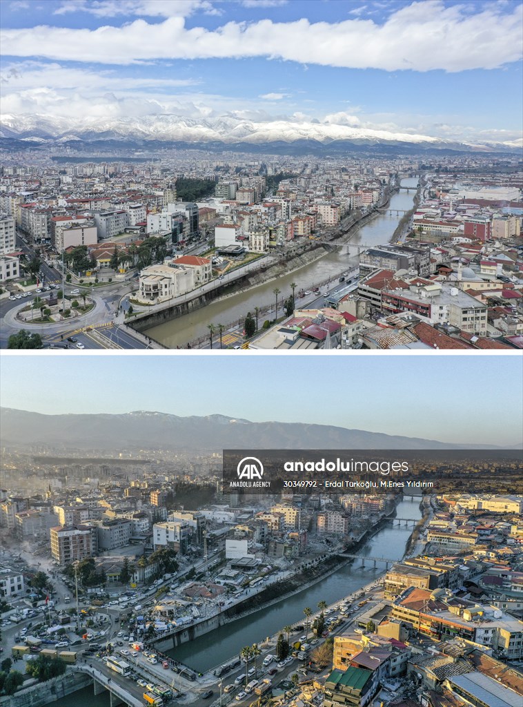 Images before and after the quake reveal extent of the devastation