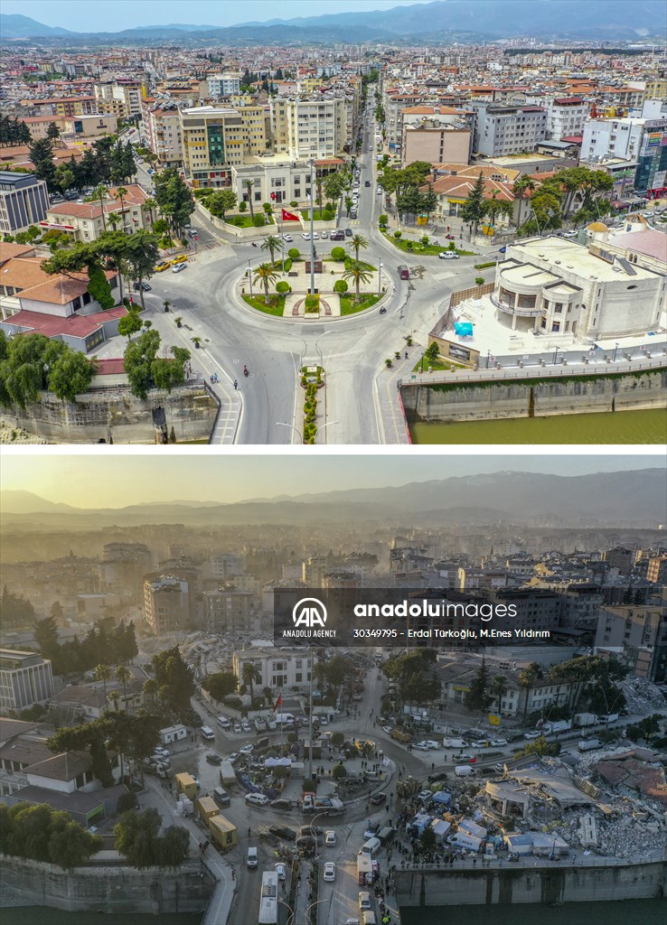 Images before and after the quake reveal extent of the devastation