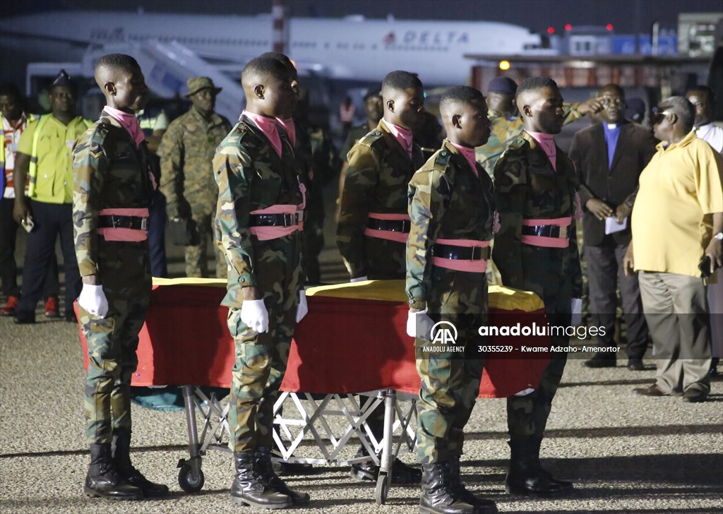 The coffin of football player Christian Atsu arrives in Ghana