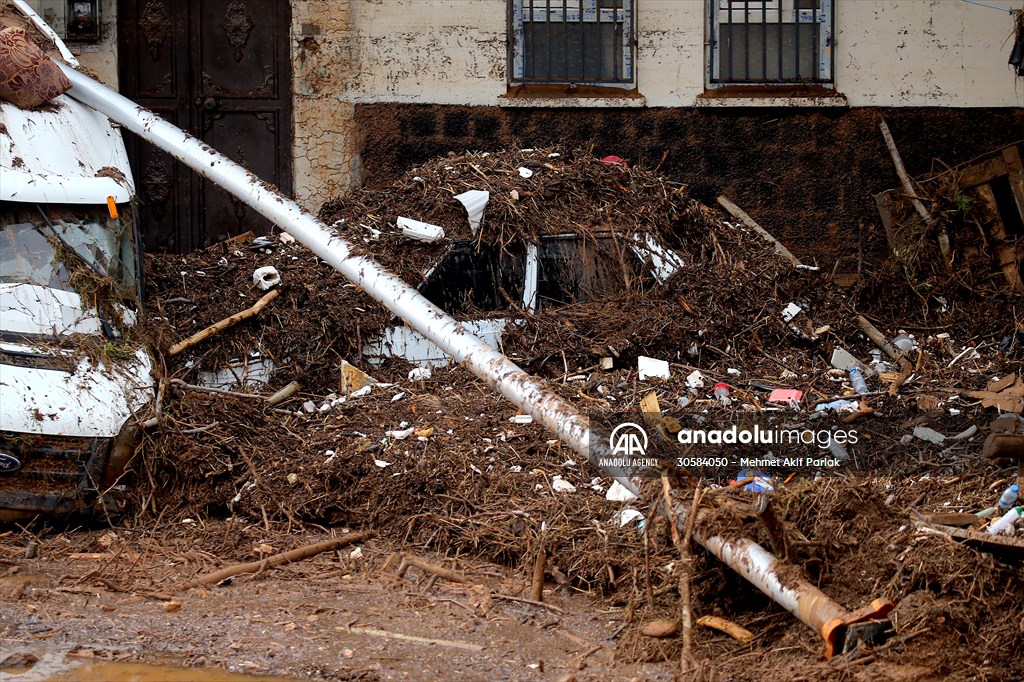 Houses and vehicles damaged in flood-affected Sanliurfa